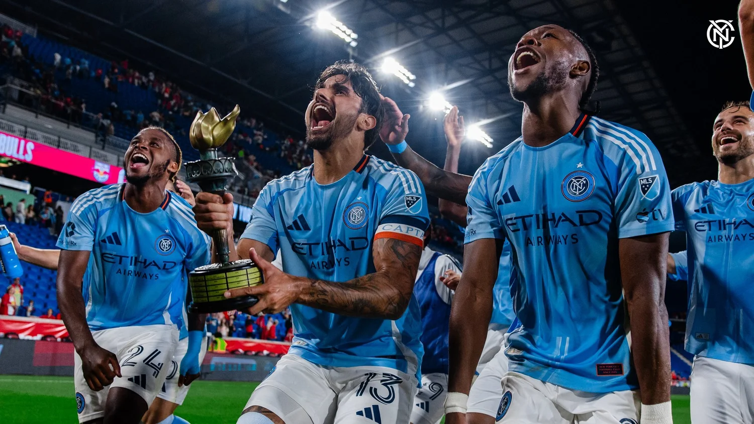 New York City FC celebrate 3-2 Hudson River Derby win over New York Red Bulls